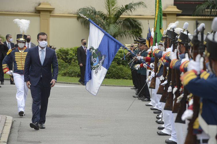 O governador do Estado do Rio de Janeiro, Cláudio Castro, durante evento de posse no Palácio Guanabara, em Laranjeiras, no Rio de Janeiro.