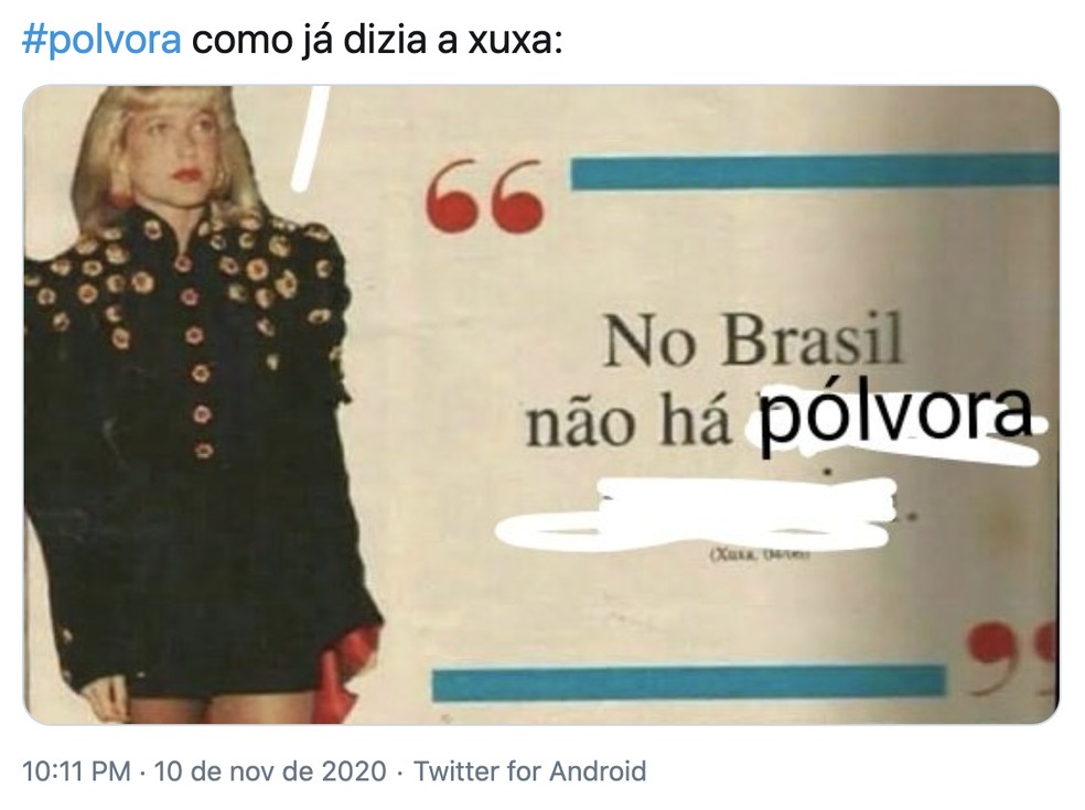 Usuários fizeram memes sobre declaração do presidente Jair Bolsonaro sobre pólvora. — Foto: Reprodução/Redes sociais