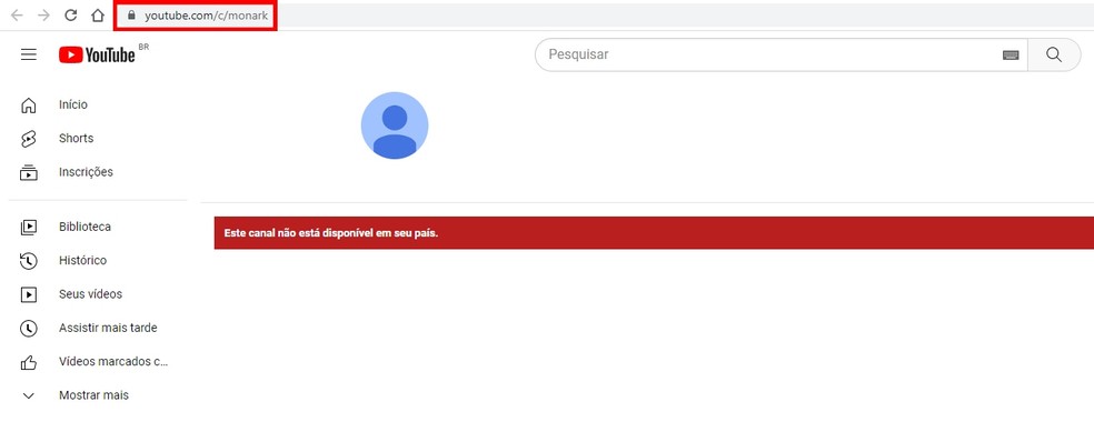 Conta de Monark no YouTube foi desativada — Foto: Reprodução